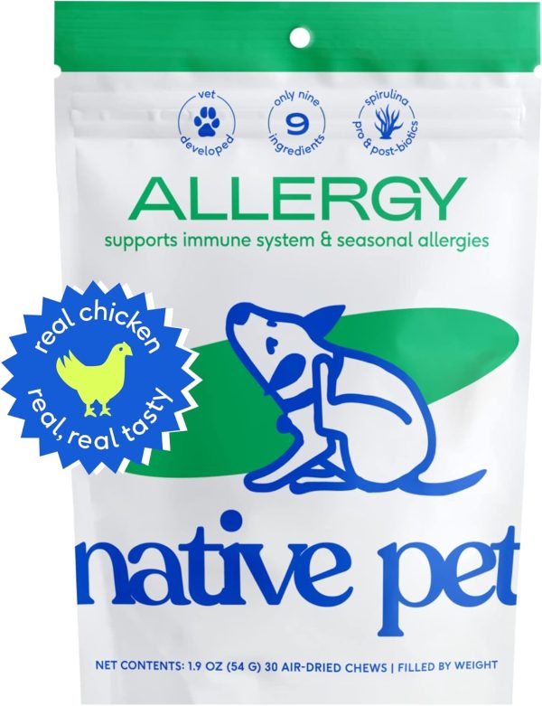 Native Pet Dog Allergy Chews - Dog Itchy Skin Treatment - Anti Itch for Dogs - Dog Allergy Relief - Itch Relief & Allergy Relief for Dogs Itching - Dog Probiotics for Itchy Skin - 30 Chews