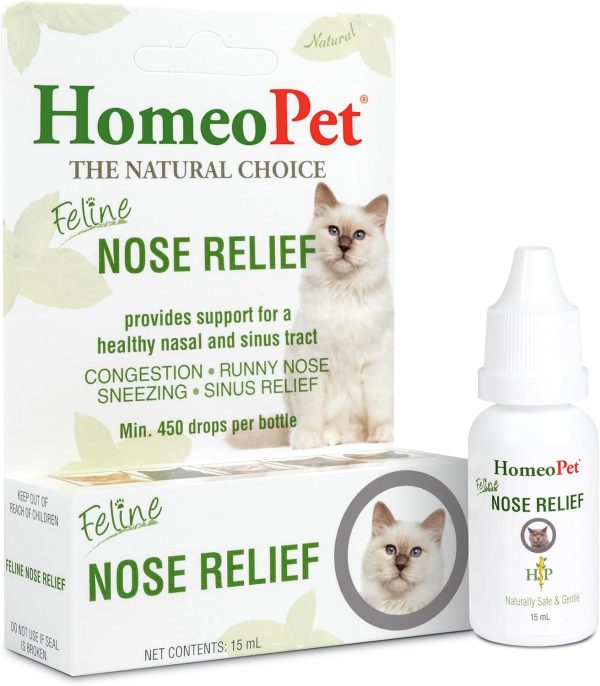 HomeoPet Feline Nose Relief, Natural Nasal and Sinus Medicine for Cats, Pet Medicine, 15 Milliliters