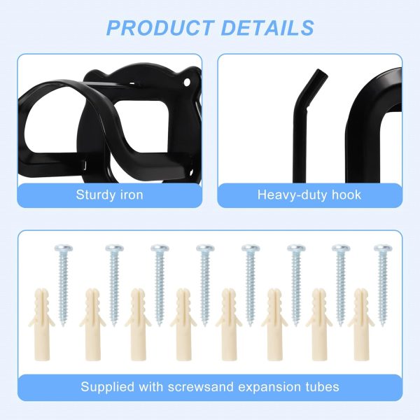 12 Counts Horse Bridle Rack, Bridle Bracket Bridle Hooks with Tubes and Screw, Horse Tack Storage Halter Hanger Metal Bridle Holder for Tack Room,Horse Blanket Rack,Bridle Holder Wall Mount - Image 3