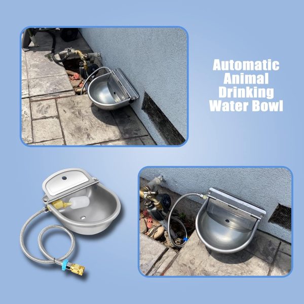 Automatic Animal Drinking Water Bowl with Float Valve, 304 Stainless Steel Kit Includes Bowl, Pipe, 2 Valves, Quick Connector Adapter and Countersunk Bolts. (Auto-Filling) - Image 7