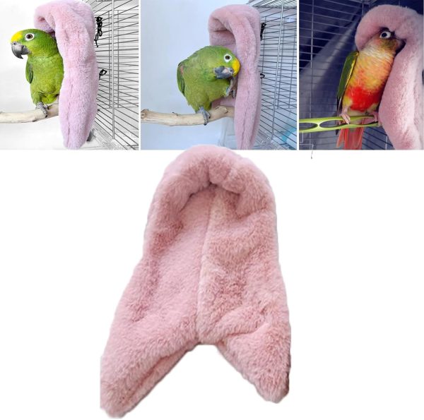 Corner Fleece Bird Blanket for Cage, Cozy Bird Bed Warmer Parrot House Cage Hanging Hammock Toy, Small Animals Shelter Plush Bedding, Cuddle Nest Hanging Toy for Parakeet Cockatiel Conure Lov(M)