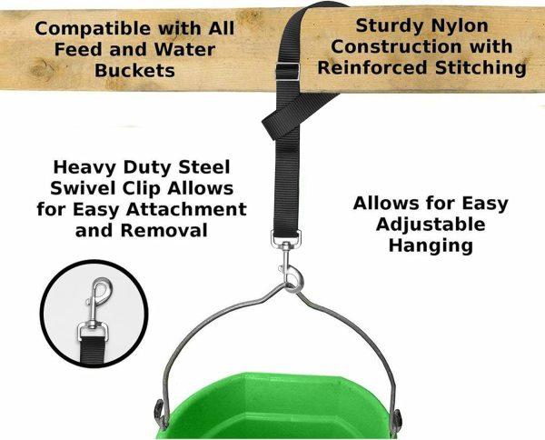 Horse Bucket Strap Hangers,Horse Suppliers Adjustable Nylon Straps up to 700 lbs for Hay Bag Nets, Water Buckets,Hanging-Pratical and Easy Use (6pcs Black) - Image 4