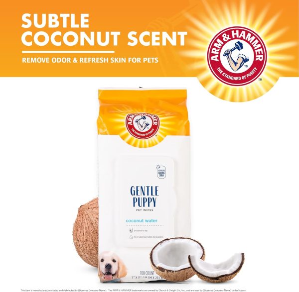 Arm & Hammer Dog Grooming Wipes - Natural Deodorizing Pet Wipe with Coconut - Travel Essential & Supplies for Dogs - Dog Whole Body & Face Cleaning - Odor Eliminator with Baking Soda Power - 100 Count - Image 3