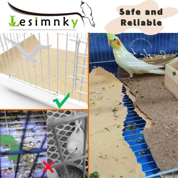 Bird Cage Liner 50-Pack 17” x 11” Gravel Paper Cuttable Pet Sandpaper Special for Bird Cage in Sea Sand, Easy Clean Pet Sandpaper Calcium Paper for Birdcage Parrots Cockatiels (50) - Image 6