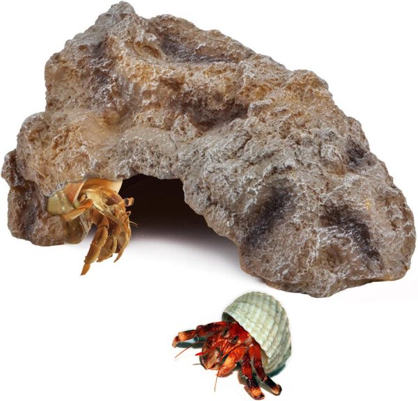 Hermit Crab Hides Large Rock High Simulation Reptile Cave Hideout Hide Stone Cave Amphibian Hides Resin Terrarium Habitat Decor Shelter for Gecko Bearded Dragon Lizard Turtle Frog Spider(Large)