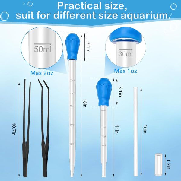 5 in 1 Aquarium Coral Feeder Kit, Luxiv 2 Pcs 60ml and 30ml Aquatic Reef Feeding Dropper with 10in Extender Pipe, 2 Pcs Stainless Steel Straight and Curved Aquarium Tweezers for Feeding Tong (Black) - Image 2