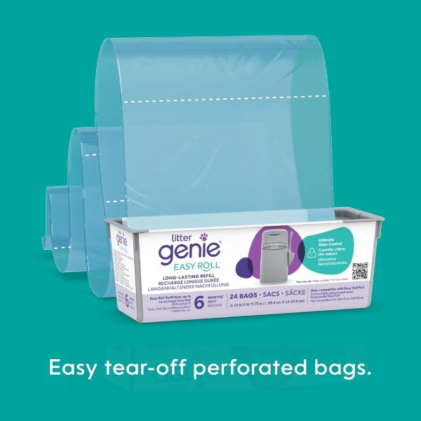 Litter Genie Easy Roll Pail | Cat Litter Box Waste Disposal System for Odor Control | Includes 1 Continuous Refill Bag - Image 8