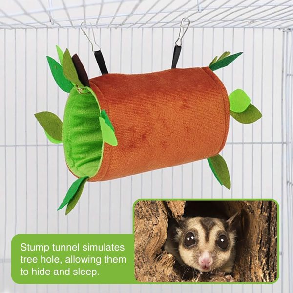 Hamiledyi 5PCS Hamster Hammock Sugar Glider Hammock Set Sugar Glider Cage Accessories Toys Small Animals Hanging Bed Hideout Tunnel Swing Rodent Hammock for Small Hamster Rat Gerbil Sugar Glider - Image 2