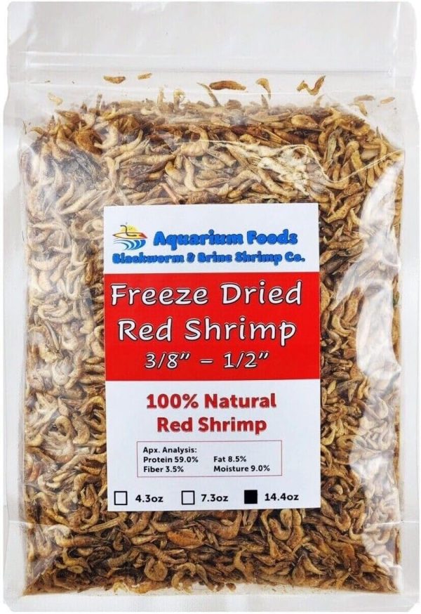 Aquatic Foods Inc. Red Shrimp, 3/8" to 1/2" Floating Freeze Dried Red Shrimp for All Tropical Fish, Cichlids, Catfish, Marines, Pond Fish, Aquatic Turtles, Rodents, Reptiles - 14.4oz Clear Bag - Image 3