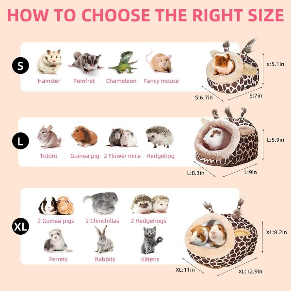 Guinea Pig Rat Bed and Hideout for Ferret Hedgehog Sleep and Hide, Hamster Small Pet Animals Supplies Toy Cage Accessories Nest - Image 2