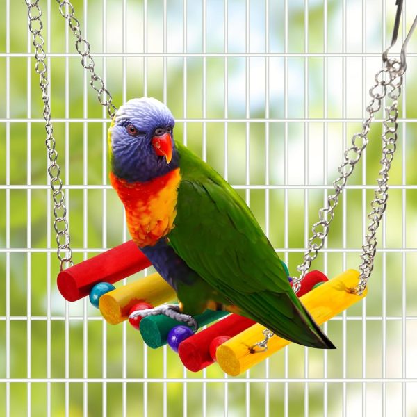 Pet Bird Toys, Parakeet Toys Natural Bird Toys Bird Cage Accessories, Swinging Chewing Hanging Standing Bird Swings Suitable for Budgerigar, Parakeet, Conure, Lovebird, Cockatiel - Image 2