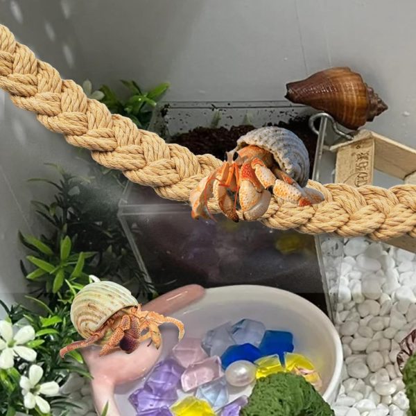 2PCS Hermit Crab Climbing Toys,Hermit Crab Rope Ladder Decor Reptile Hanging Vines Toys Hermit Crab Supplies Reptiles Habitat Tank Terrarium Accessories for Lizard Leopard Gecko Tree Frog(Flaxen) - Image 7