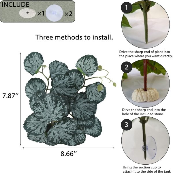 Fake Reptile Plants for Reptile Terrarium Plants, Reptile Plant Décor, Turtle Tank Plants with Suction Cup - Image 2