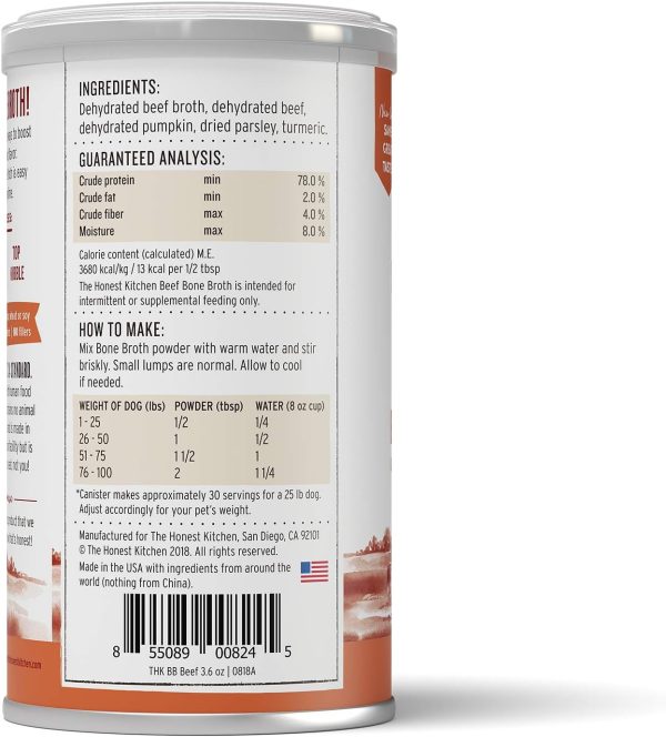 The Honest Kitchen Daily Boosts: Instant Beef Bone Broth Liquid Treat with Turmeric for Dogs and Cats, 3.6oz - Image 2