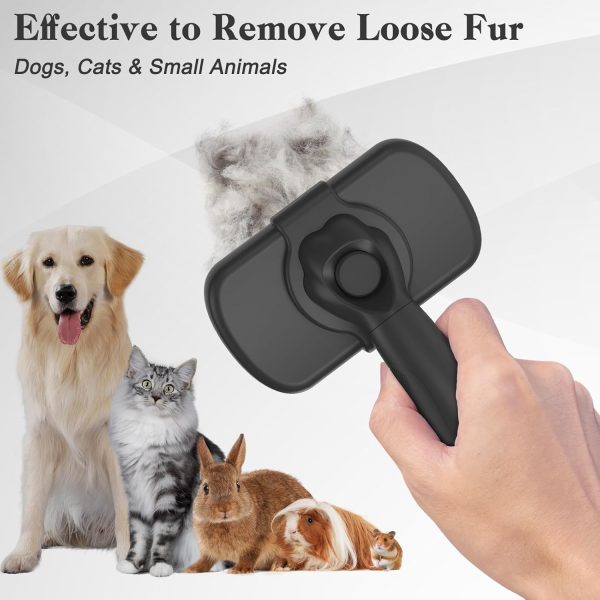 Self Cleaning Shedding Brush - Skin Friendly Grooming Tool for Dogs, Cats, and Puppies, Deshedding and Hair Removal for Long and Short Haired Pets, Black - Image 6