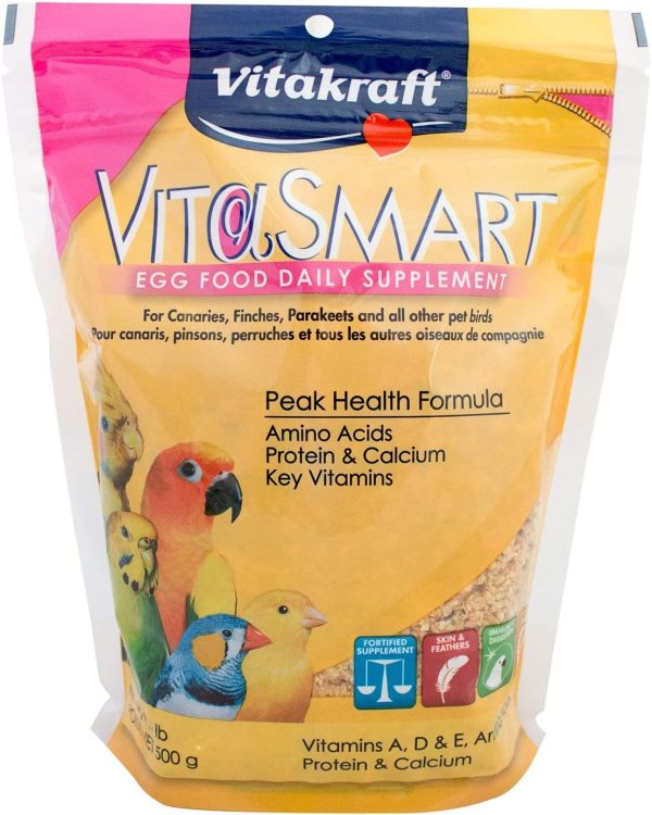 Vitakraft VitaSmart Egg Food for Birds - Daily Supplement for Parrots, Parakeets, Cockatiels, and Canaries - Bird Calcium Supplement 1.1 Pound (Pack of 1)