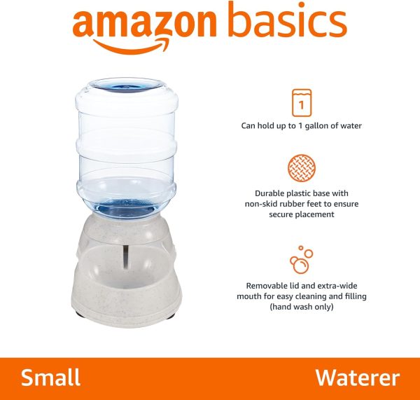 Amazon Basics Gravity Pet Water Dispenser for Cat, Dog, 1 Gallon Capacity, Gray - Image 2