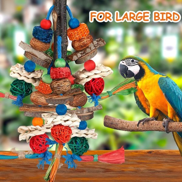 Bird Toys,Parrot Toys Exciting Chewing Fun for Parakeets,Cockatiels,Conures,Lovebirds,African Gray Cockatoos Amazon And Other Small Medium-Sized Parrot Natural Corn Cob Sturdy Nut (old bark) - Image 4