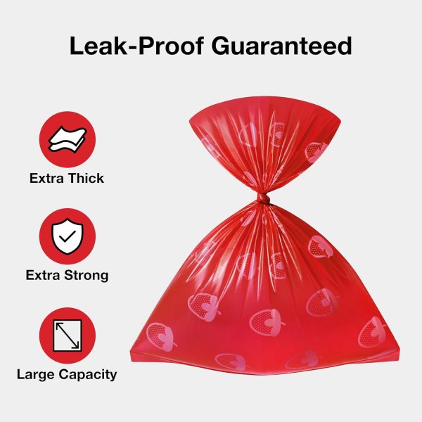 VETRESKA Dog Poop Bag Dispenser with Strawberry Scented Bags, Leak Proof, Extra Thick and Large Pet Waste Bags,1 Count Bag Holder and 105 Bags (7 Refill Rolls) for Walking Dog and Cats Litter, Red - Image 8