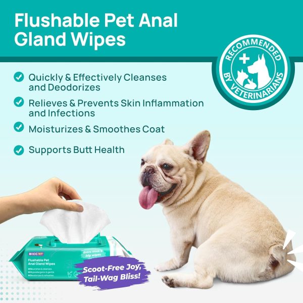 HICC PET Wipes for Dogs & Cats, Cleansing Deodorizing & Soothing Allergy Infections Anal Gland Pets Wipes with Coconut Oil - Dog Grooming Wipes for Butt and Paw - Hypoallergenic & Vet Recommended - Image 2