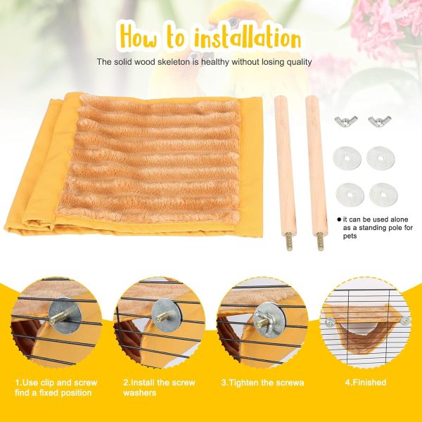 BWOGUE Winter Warm Bird Nest Bed Hanging Hammock Snuggle Hut Parrot House Tent Toy Bird Cage Perch for Parakeet Budgies Cockatiels Lovebird Cockatoo Finch Hamster Chinchilla Guinea Pig(Medium, Yellow) - Image 3