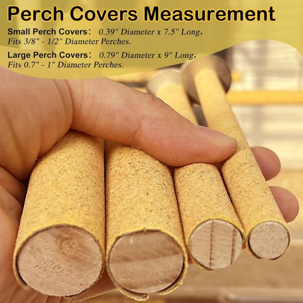 S&X 24-Pack Sand Perch Covers for Parakeets Canaries Finches & Other Small Birds, Bird Perch Covers Sandpaper - Image 5