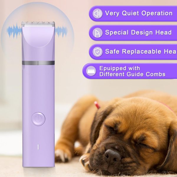 Dog Grooming Clippers Kit-Electric Rechargeable Cat Trimmer Tools-Cordless Quiet Pet Nail Paw Grinder-4 in 1 Multifunctional Low Noise Shaver-Razor for feet Face Ears Toenail Eye - Image 4