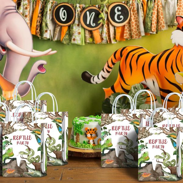 16 Pieces Reptile Goodie Bags for Reptile Birthday Party Supplies,Lizard Snake Crocodile Gift Snacks Treat Candy Party Favors Bags for Kids Adults Reptile Theme Party Decorations - Image 2