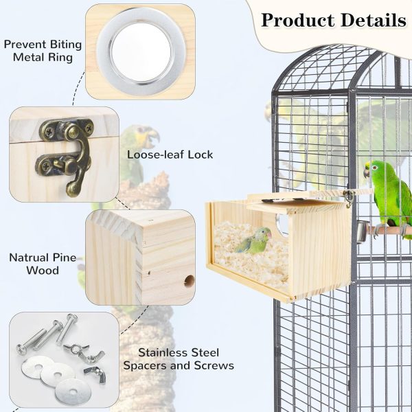 Parakeet Nesting Box Cockatiel Nesting Natural Pine Bird Nest Bird Breeding Box House Acrylic Transparent Bird Box with Detachable Wooden Board for Lovebirds Cockatiel Budgie Conure Parrot XL - Image 5