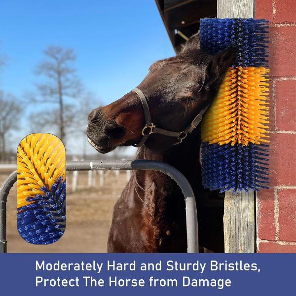 Livestock Scratch Brush, 2 Pcs Cow Brush with 4 Screws, Cattle Scratcher, Horse Brushes for Grooming, Cattle Supplies for Horse, Goat, Cow, Pig Scratching Itch Relief (Blue & Yellow) - Image 7