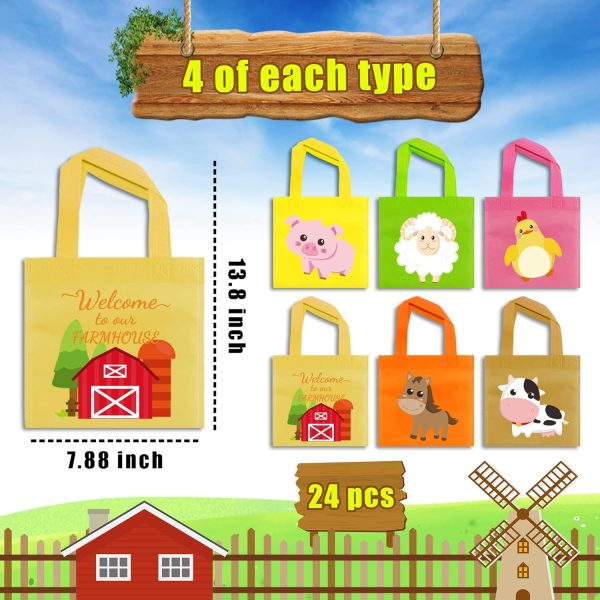 BANBALLON Farm Animal Party Favor Bags Barnyard Birthday Goodie Treat Bags Reusable Gift Bags for Farm Theme Birthday Party Classroom Baby Shower Supplies, Pack of 24 - Image 2