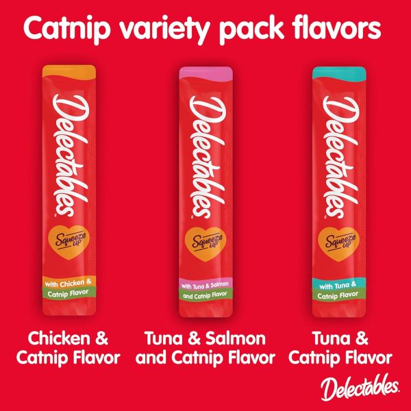 Delectables Squeeze Up Catnip Variety Pack, Creamy Squeezable Puree, Lickable Wet Cat Treats, Grain Free, No Added Fillers, No by-Products, No Added Preservatives, 0.5 Ounces Tube, 20 Tubes Total - Image 9