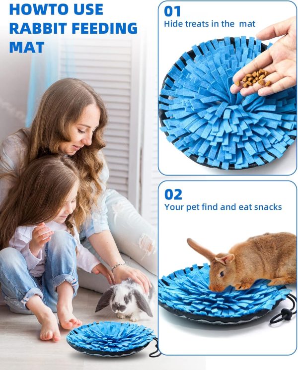 Rabbit Foraging Mat, Interactive Feed Game for Boredom, Small Pet Puzzle Toy, OVMKOV 9.44" x 9.44" Polar Fleece Snuffle Pad Bed Nosework Feeding Mat for Bunny Hamster Guinea Pigs Ferrets Chinchillas - Image 4