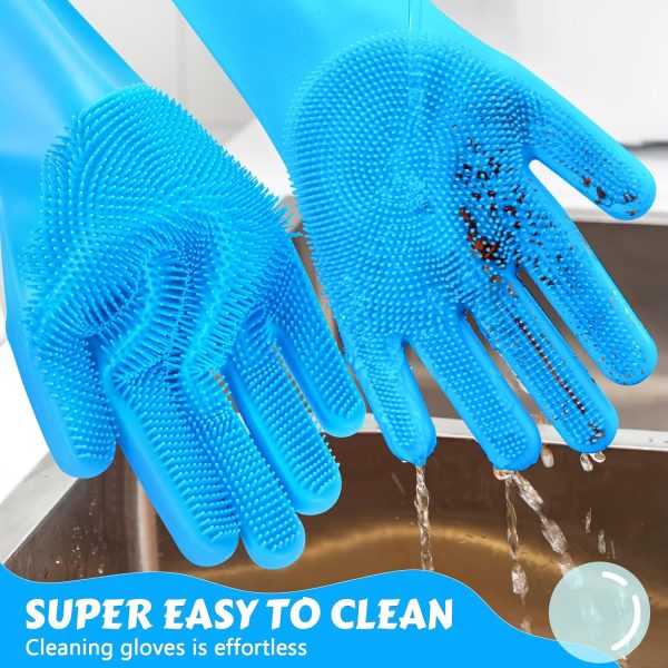 Pecute Pet Grooming Gloves - Heat Resistant Silicone Gloves with High-Density Teeth, Enhanced Five Finger Design for Bathing and Massaging Dogs and Cats, Blue - Image 9