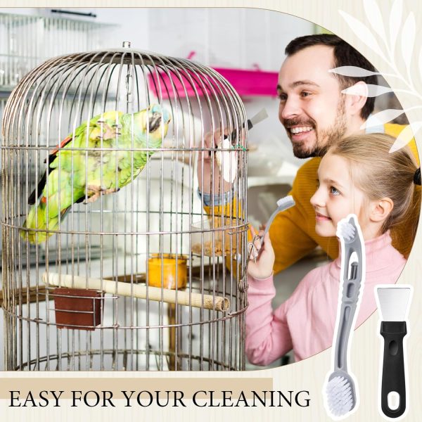 Bird Cage Cleaner with Two Brush Heads Stainless Steel Bird Droppings Cleaning Scraper Long Handle Tool for Cleaning Bird Parrot Cages Pet Supply Cage Accessory - Image 7