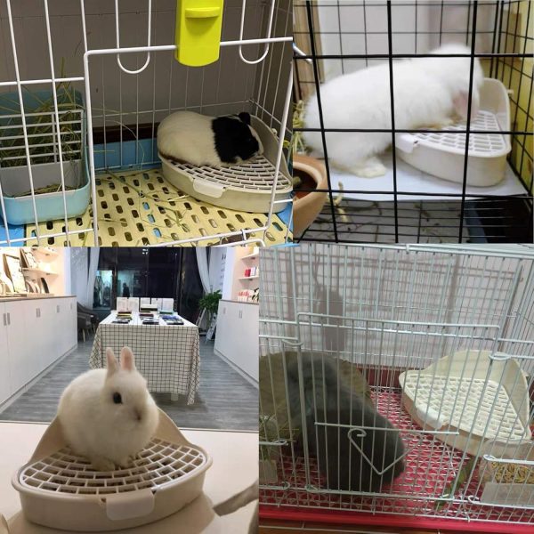 Hamiledyi Triangle Potty Trainer Corner Bunny Toilet Plastic Pet Pan Guinea Pig Litter Bedding Box for Baby Rabbit Guinea Pig Hamster Chinchillas Ferret Small Animals(White) - Image 6