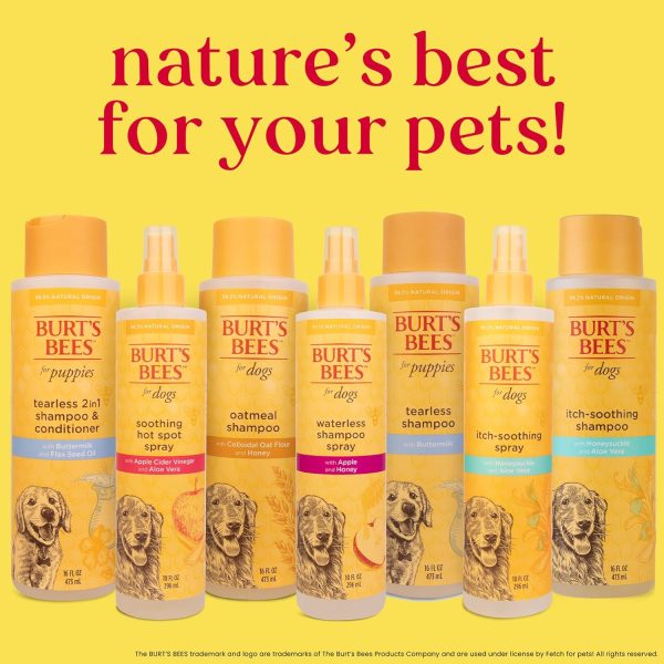 Burt's Bees for Pets Oatmeal Dog Shampoo - Soothing Shampoo for Dogs - Gentle Dog Shampoo for Sensitive Skin - Moisturizing Pet Care with Colloidal Oat Flour & Honey - Fragrance Free, 16 Oz - Image 7