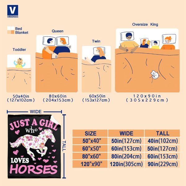 Horse Blanket Gift for Girls Women Plush-Just A Girl Who Loves Horses Comfy Throws Cowboy Western Lightweight Sheet Pony Bedding Quilt Soft Flannel Blankets for Couch Chair Travel-40x50 Inches - Image 3