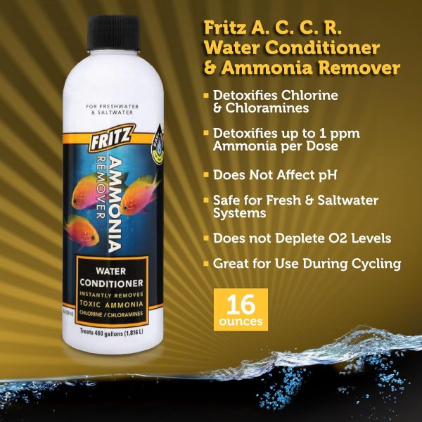 Fritz Aquatics ACCR Water Conditioner Instantly Removes Toxic Ammonia/Chlorine & Chloramines for Fresh & Salt Water Aquariums (16-Ounce) - Image 2