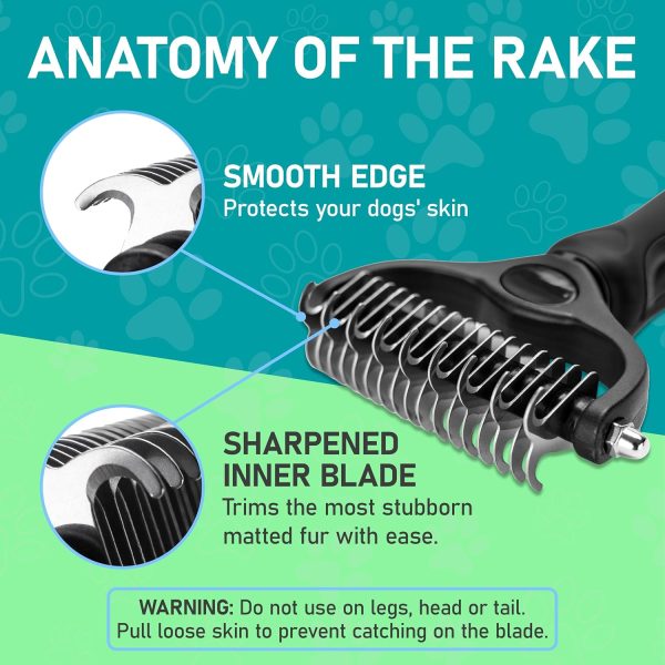 Maxpower Planet Hair Brush - Double Sided Shedding, Dematting Undercoat Rake for Dogs and Cats, Extra Wide Dog Grooming Brush, Reduce Shedding by 95%, Black - Image 6