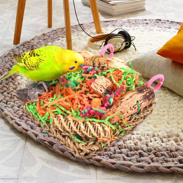 KATUMO Bird Toys, Parakeet Toys Conure Grass Mat Foraging Toys Parrot Shredding Hanging Toys for Cockatiel Lovebird Parakeet Budgie Small-Medium Birds - Image 4