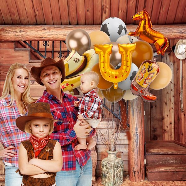 22pcs Western Themed Party Balloons, Large Cowboy Hat & Boot Balloons Cowboy Party Decoration Horse Foil Horseshoe Rodeo Balloons for Cowgirl Cowboy Theme Party Birthday Supplies - Image 4