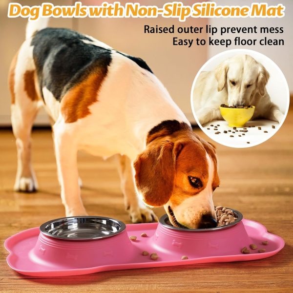 Hubulk Pet Dog Bowls 2 Stainless Steel Dog Bowl with No Spill Non-Skid Silicone Mat + Pet Food Scoop Water and Food Feeder Bowls for Feeding Small Medium Large Dogs Cats Puppies (S, Pink) - Image 6