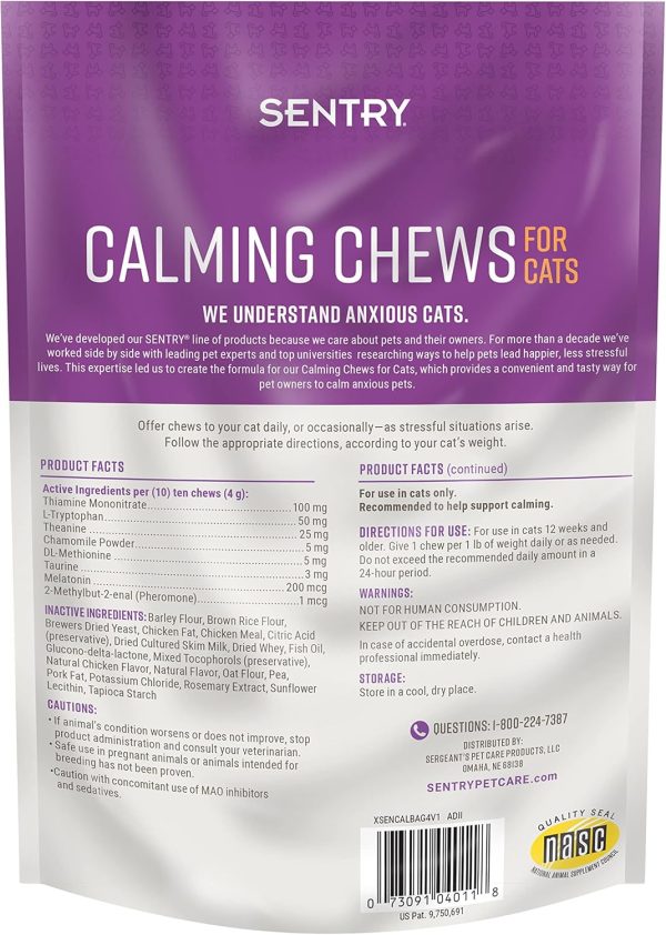 Sentry Calming Chews for Cats, Calming Aid Helps to Manage Stress & Anxiety, With Pheromones That May Help Curb Destructive Behavior & Separation Anxiety, Calming Health Supplement for Cats, 4 oz. - Image 2