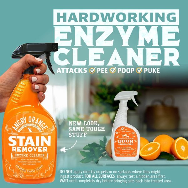 Angry Orange Stain Remover - 32oz Enzyme Pet Cleaner - Dog & Cat Urine Destroyer and Stain Remover - Citrus Spray Cleaning Solution - Puppy Supplies - Image 2