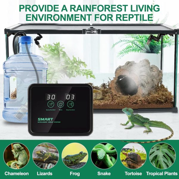 Reptile Humidifiers Smart Misting System for Reptile Terrariums, Reptile Mister Automatic with Timer, 360° Adjustable Misting Nozzles for Chameleons Snake Frog Lizard Turtle - Image 5