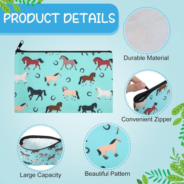 Saintrygo 6 Pieces Christmas Horse Bags Makeup Gifts Cosmetic Bag for Horses Animal Lover Women Girls Colored Pouch Cute Equestrian Cowgirls Horse Lovers Gifts Toiletry Organizer Zipper Pencil Case - Image 2