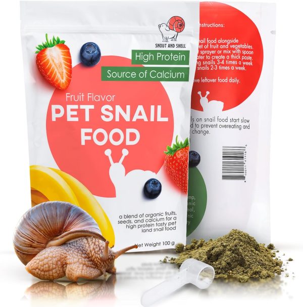 Snout & Shell Vegetable Flavored Pet Land Snail Food - Tasty High-Protein, Calcium Blend for Snails, Easy Addition to Your Garden Snails Terrarium or Snail Habitat