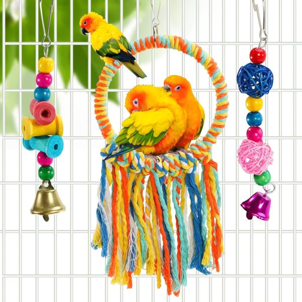 Pet Bird Toys, Parakeet Toys Natural Bird Toys Bird Cage Accessories, Swinging Chewing Hanging Standing Bird Swings Suitable for Budgerigar, Parakeet, Conure, Lovebird, Cockatiel - Image 7