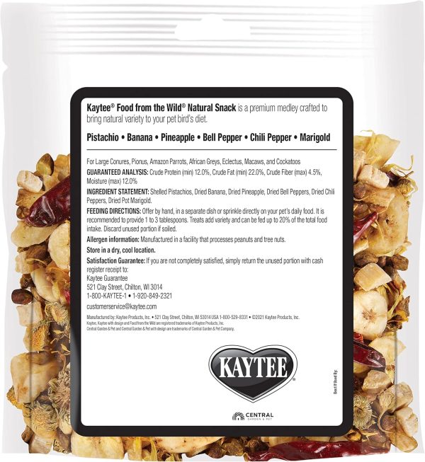 Kaytee Food From The Wild Natural Pet Bird Snack Food Treats For Conures, Pionus, Amazon Parrots, African Greys, Eclectus, Macaws, and Cockatoos, 3 oz. - Image 2